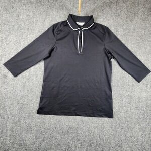 Callaway Womens Black 3/4 Sleeve Golf Polo Shirt White Trim Size Medium